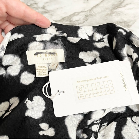 {Ted Baker London} Wilmy Longline Printed High-Neck Bow Midi Dress, Size 4-6(US) - Picture 8 of 10